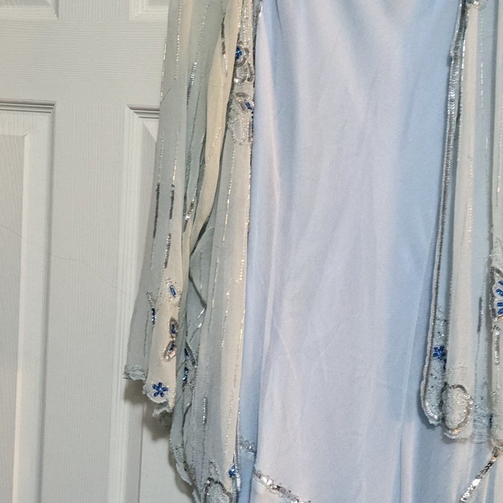Ladies  sleeveless sequined dress with butterflies  and coverup